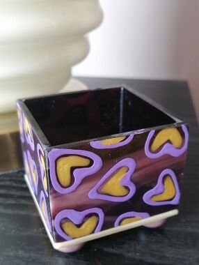 Mark Lewanski Colourful Art Stained Glass Box Decorative Cube ( no lid)
